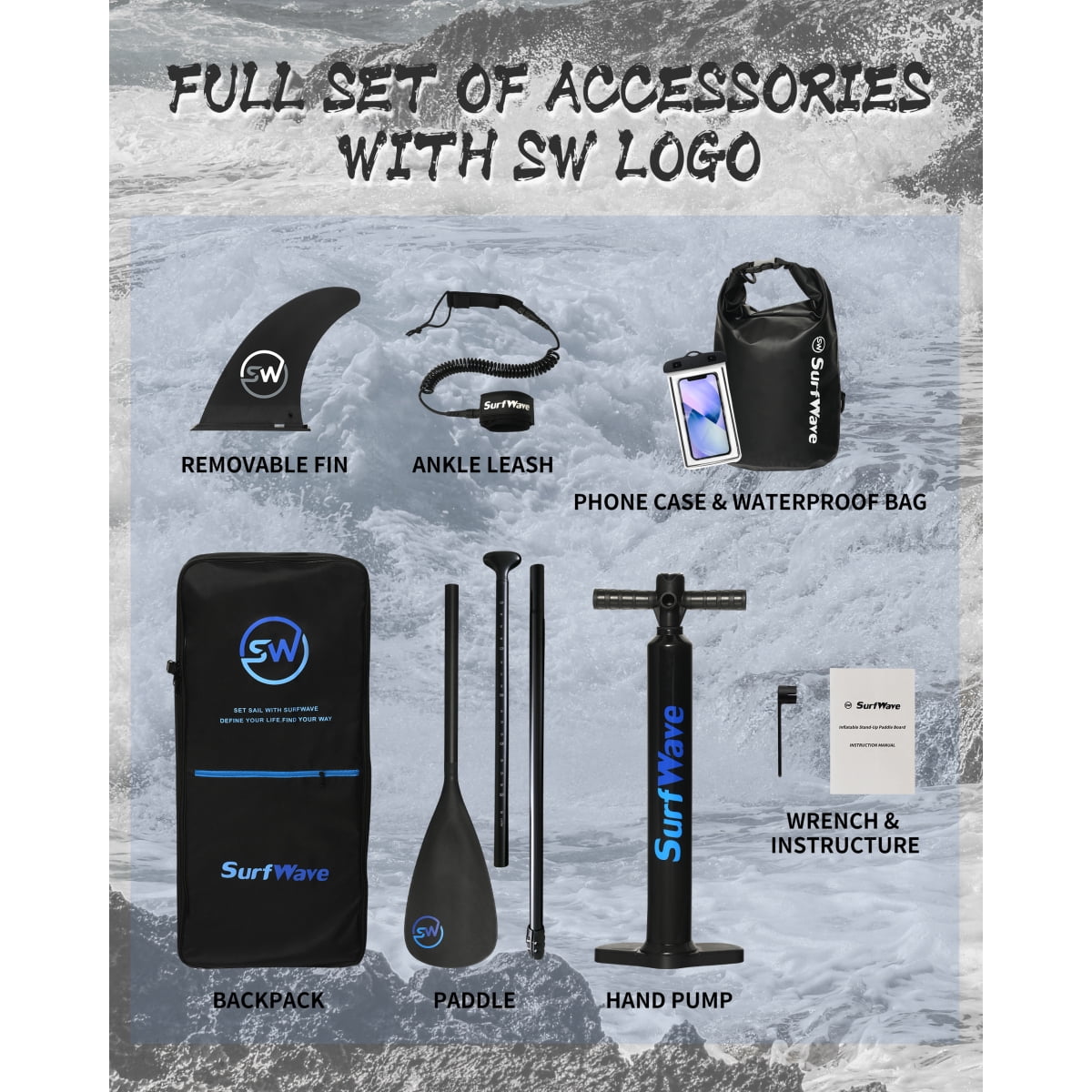 Inflatable Stand Up Paddle Board 11'x34"x6" With Accessories