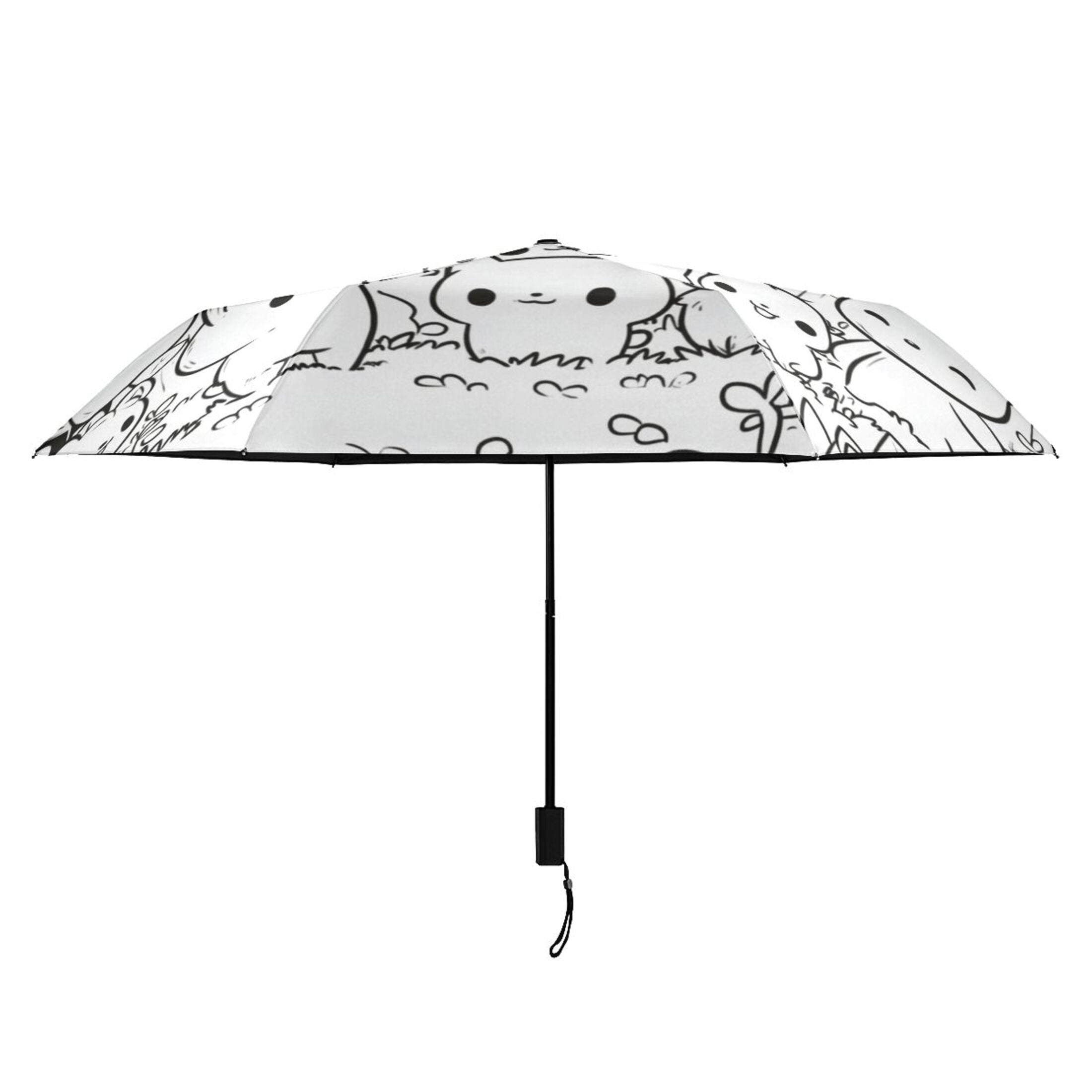 Cute Animals in Forest Compact Sun Umbrella Windproof Travel Umbrellas for Rain Strong Portable UV Protection