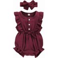 thumbnail image 1 of KATEA Toddler Baby Girl Ruffled Sleeveless Romper Casual Summer Jumpsuit Cotton Linen Clothes, 1 of 4