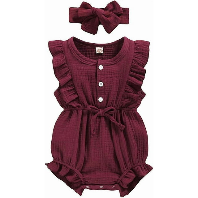 KATEA Toddler Baby Girl Ruffled Sleeveless Romper Casual Summer Jumpsuit Cotton Linen Clothes