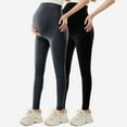 thumbnail image 2 of Riecok 2PC Maternity Yoga Pants Pack High Waisted Stretchy Pregnancy Leggings Solid Breathable Workout Pants, 2 of 6