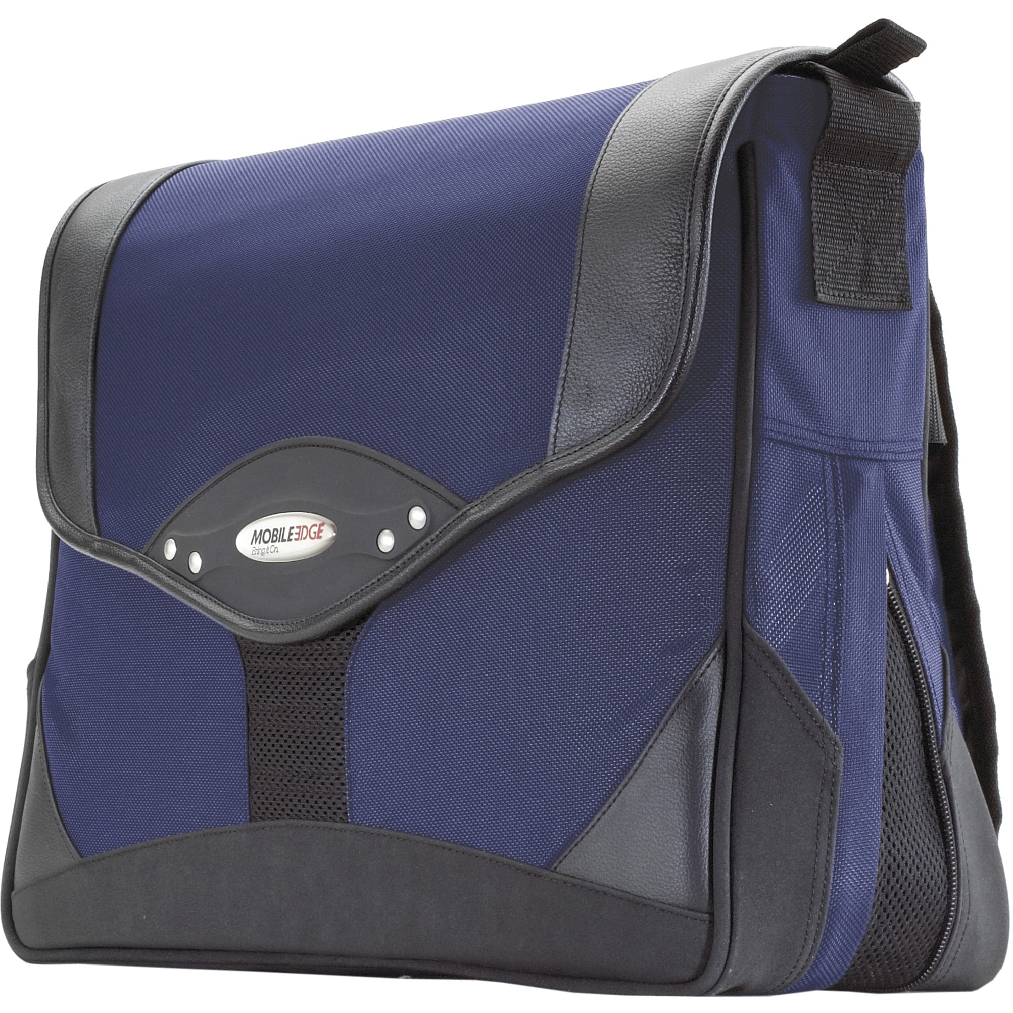 Mobile Edge Premium Messenger Bag For Laptops Up To 17" - Expandable, Waist Belt, Navy/Black, Business & Travel