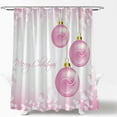 thumbnail image 2 of Merry Christmas Shower Curtain Pink Christmas Balls Fantasy Snowflake Winter Holiday Happy New Year Pine Fabric Bathroom Decor Set with Hooks, 2 of 4