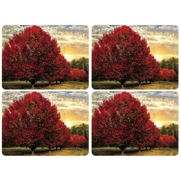 Pimpernel - Scenes and Decorative Collection - Crimson Trees Placemats - Set of 4 - Measures at 15.7" x 11.7"