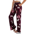thumbnail image 2 of LETDIOSTO Women's Comfy Casual Pants Floral Print Stretch Wide Leg Palazzo Lounge Pants S-XL, 2 of 4