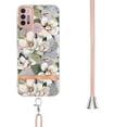 thumbnail image 3 of Flower Pattern Case for Motorola Moto G Power 2022, Detachable Shoulder Strap Lanyard Crossbody Slim Lightweight Floral Cover, PC + Silicone Shockproof Drop Resistant Case, Green, 3 of 7