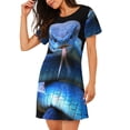 thumbnail image 2 of Sikiie Blue Viper Snake 2 Print Women's Short-sleeved Nightdress, Round Neck Pullover Nightdress Pajamas Summer Home Wear, 2 of 6