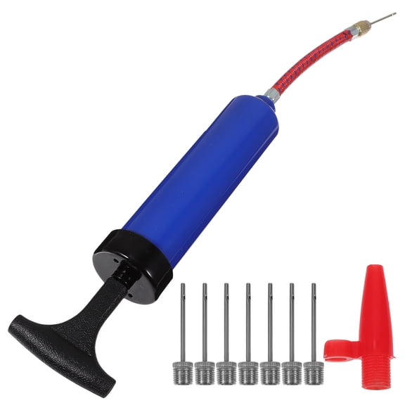 LOLIPPYY 8 Inch Hand Air Pump Portable Ball Pump with Needle Nozzle and Extension Hose for Soccer Basketball Football Volleyball Exercise Sports Ball Balloon (Blue)