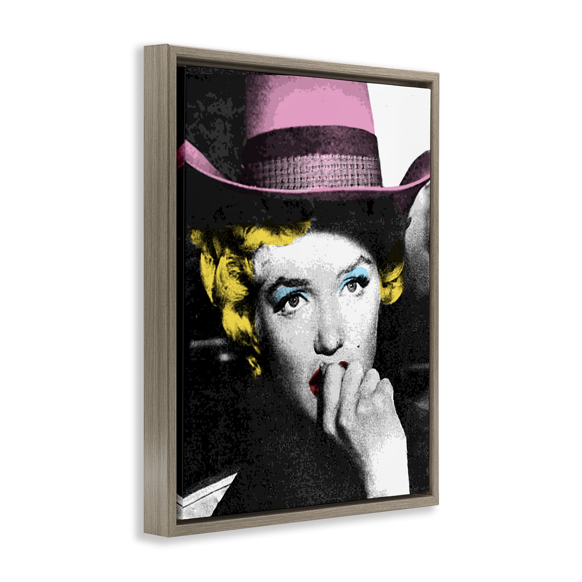 Stupell Industries Vintage Pop Culture Icon People Painting Brown Floater Framed Canvas Art Print Wall Art, 25 x 31