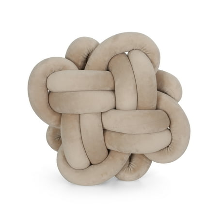 Velvet Knot - Jasmine Modern Soft Velvet Boom Hitch Knot Pillow, Charcoal