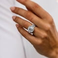 thumbnail image 3 of Veda Jewel 2 Ct Cushion Cut Lab Created Diamond Trio Ring - 14K White Gold Plated Halo Engagement Ring Set - Wedding Bridal Jewelry - Romantic Gift for Her, 3 of 3
