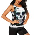 thumbnail image 2 of Fuzoiu Watercolor Skull Print Women's Workout Tank Top,Athletic Racerback Sports Tank,Tops Sleeveless Running Loose Fit Yoga Tops,Active Shirts for Yoga, Running, and Gym-XX-Large, 2 of 7
