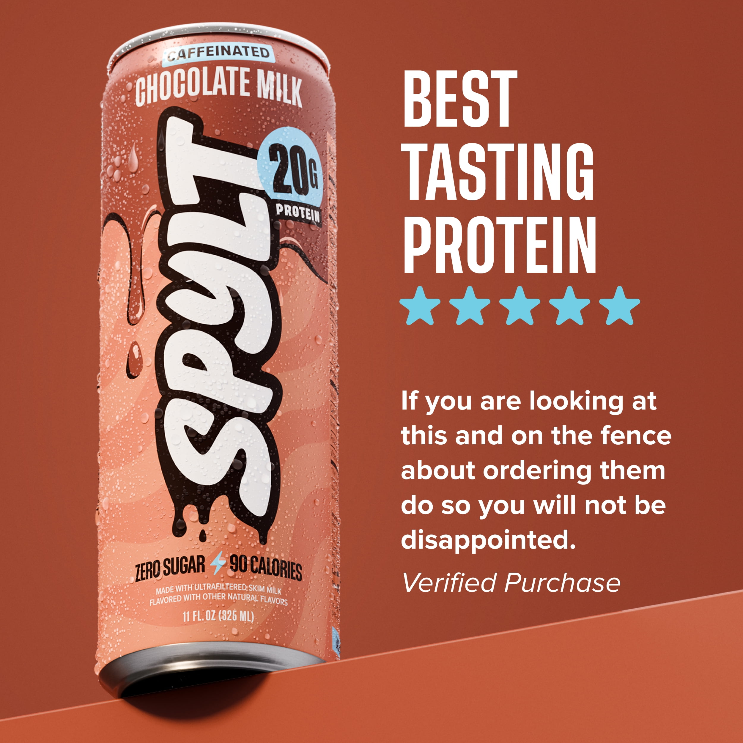 SPYLT High Protein Milk, Chocolate, 20g Protein, 60mg Caffeine, Sugar Free, 11 fl oz, 12 Cans - Packaging May Vary