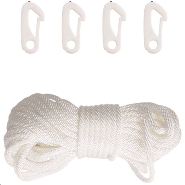 2024 TOP! 50 Feet x 1/4inch Flag Pole Halyard Rope with 4 Pieces Hook Clips,Outdoor Flagpole Accessories Compatible