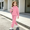 thumbnail image 6 of BRGZLK Girls Sweatsuit Sets Fall Clothes 2026 Casual Comfort Solid Color Long Sleeve Hooded Pollover Sweatshirt and Wide Leg Sweatpants Tracksuit Teen Trendy Clothes Pink 10-11 Years, 6 of 8