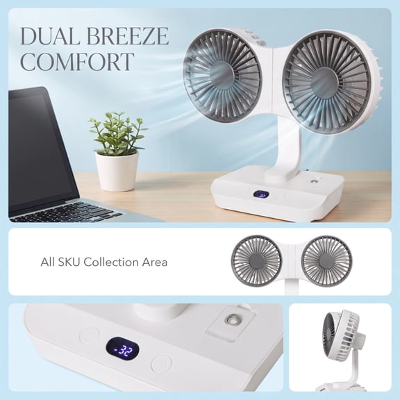 Electric Fan for Home and Desktop, Powerful 2-Speed Air Circulator, Adjustable Quiet Personal Fan for Bedroom, Kitchen, and Summer Home Decor, 1Pack A