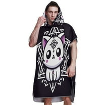 Hooded Beach Towel Adult Bath Poncho Towels Soft Absorbent Quick Dry for Surf Swim Pool Men Women Teens Cute Cat with Hexagram