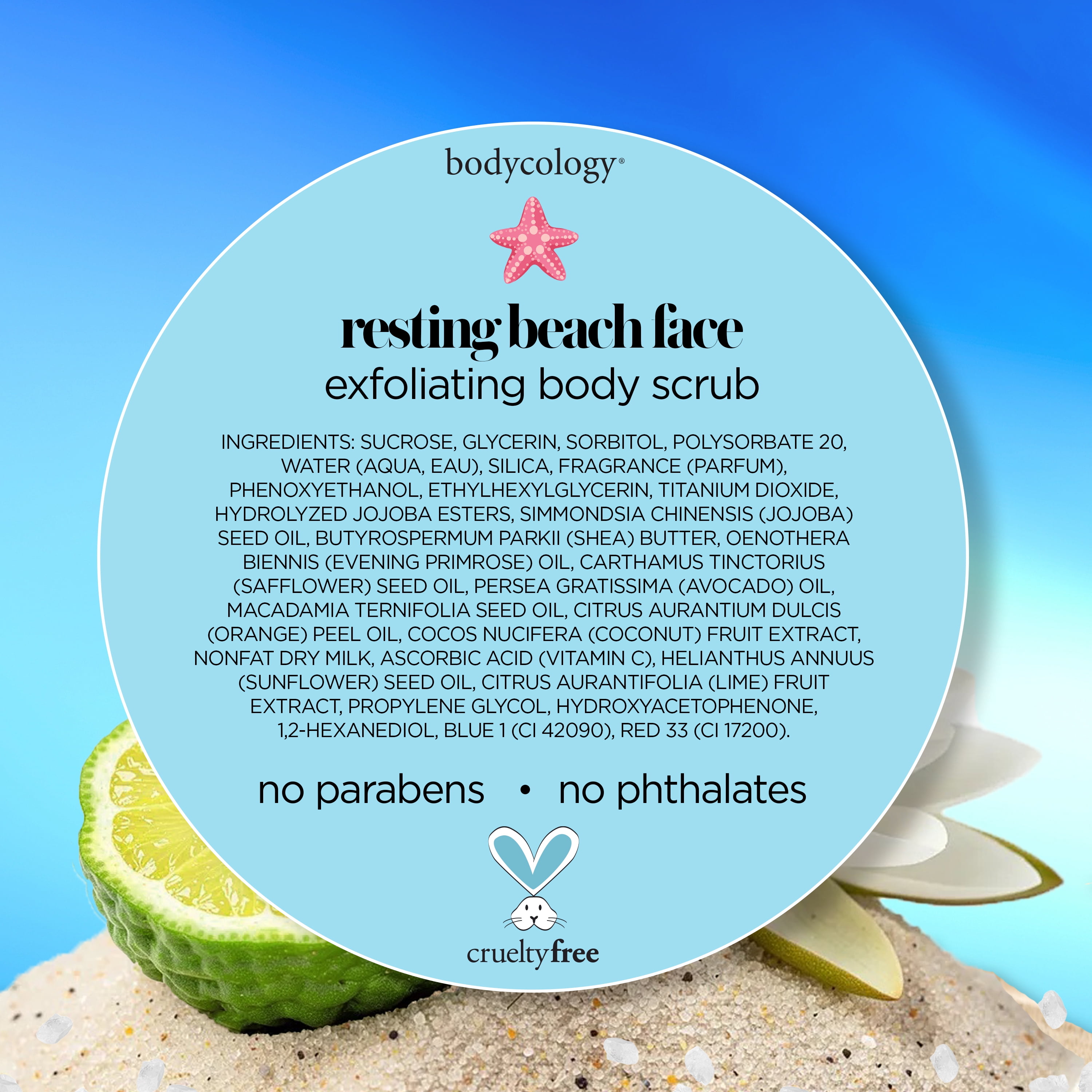 Bodycology Resting Beach Face Exfoliating Sugar Scrub, 10.5 oz