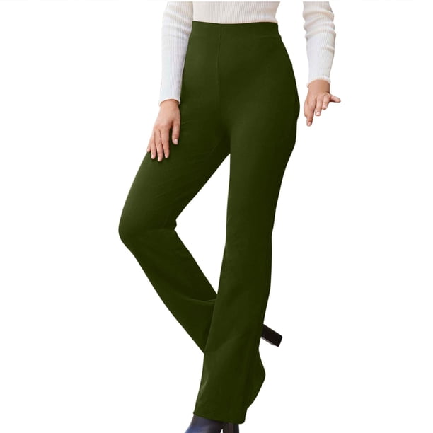 Gibobby pantalones jogger mujer Pantalones casuales elegantes para mujer, informales, diarios, de pierna recta, pantalones de traje, pantalones de color sólido (Verdinegro, M)