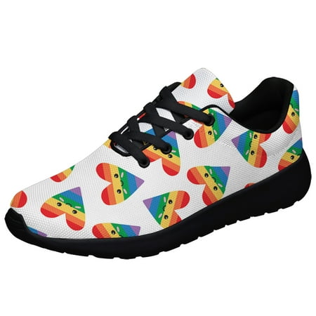 

Rainbow Shoes Unisex Fashion LGBT Sneakers for Men Women Black Size 10.5