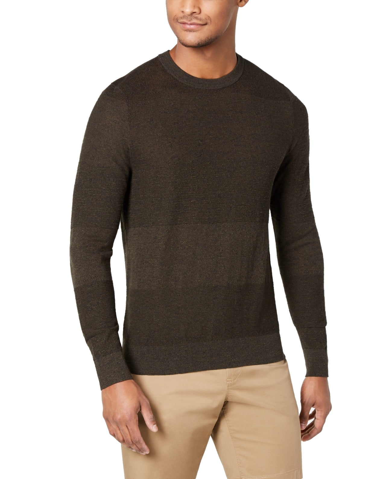 Michael Kors - Mens Sweater Olive Crewneck Ribbed-Trim XL - Walmart.com ...