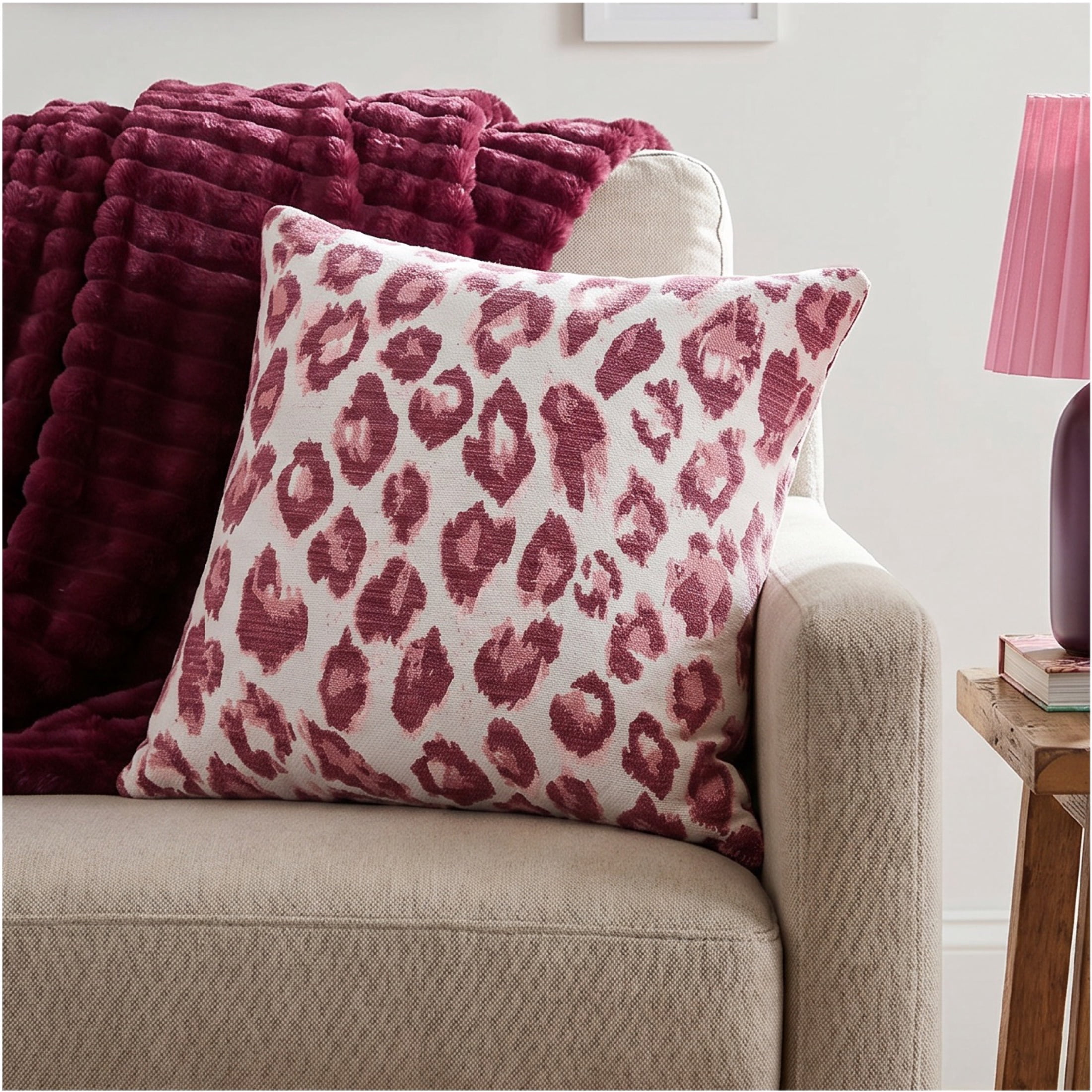 Mainstays 18 in x 18 in Pink Leopard Print Decorative Pillow