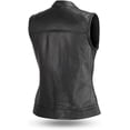 thumbnail image 2 of First Mfg Co - Ludlow - Women's Motorcycle Biker Riding Black Leather Vest - 4X Large, 2 of 3