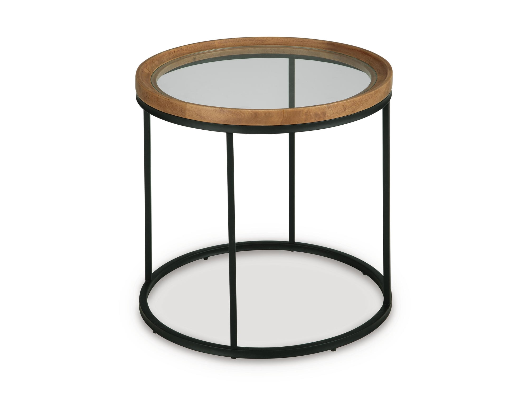 Signature Design By Ashley Noraluna Round End Table in Medium Brown/Black
