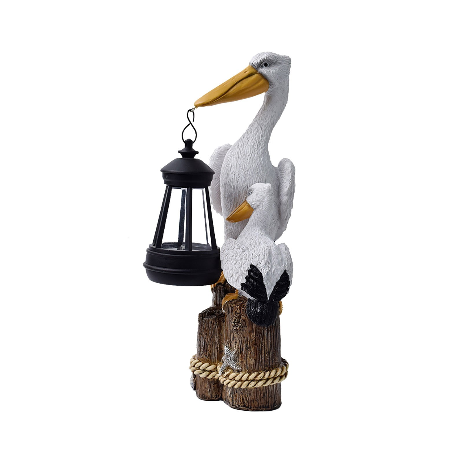 Pelican Garden Statue with Solar Lantern 16.5" Pelican Solar Light for Outside Decor Sculptures & Statues Lights for Lawn Decor Unique Ornament Women Mom Gift