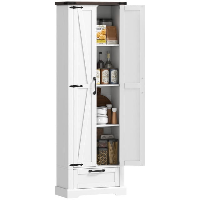 HOMCOM 71" Pantry Cabinet, Kitchen Storage Cabinet with 2 Doors, White