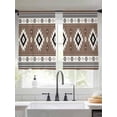 thumbnail image 3 of Brown Boho Semi Sheer Window Curtains 45 Inches Long, Farmhouse Aztec Southwest Ethnic Geometric Rod Pocket Voile Silky Chiffon Curtain Light Filtering Drapes for Living Room, 52"x45", 2 Panels, 3 of 9