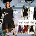 thumbnail image 4 of LapaPlus Womens Plus Size Dresses Mesh Lace Long Sleeve Irregular Hem Evening Party A-Line Dress, 4 of 10