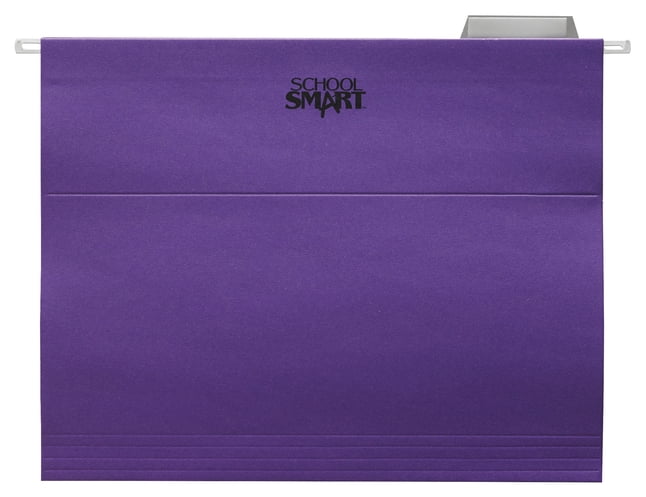 School Smart Hanging File Folder, Letter, Purple, 1/5 Cut Tabs, Pack of 25