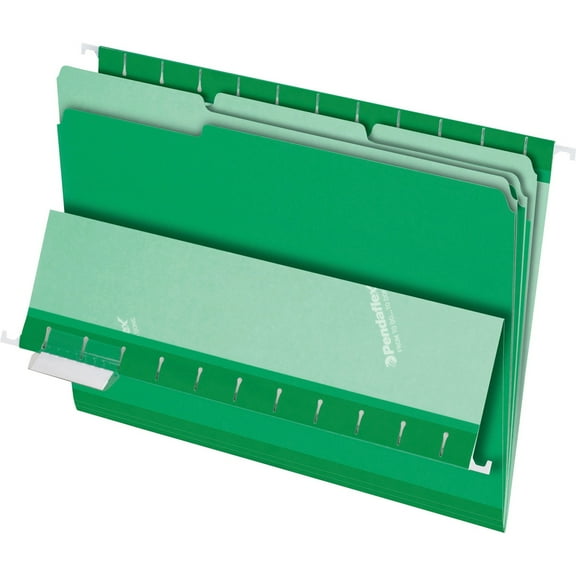Interior File Folders, 1/3-Cut Tabs, Letter Size, Bright Green, 100/box | Bundle of 5 Boxes