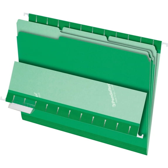 Interior File Folders, 1/3-Cut Tabs, Letter Size, Bright Green, 100/box | Bundle of 5 Boxes