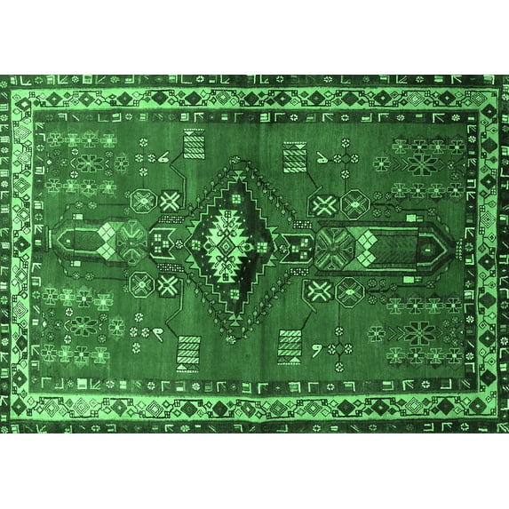 Ahgly Company Indoor Rectangle Persian Emerald Green Traditional Area Rugs, 5' x 8'