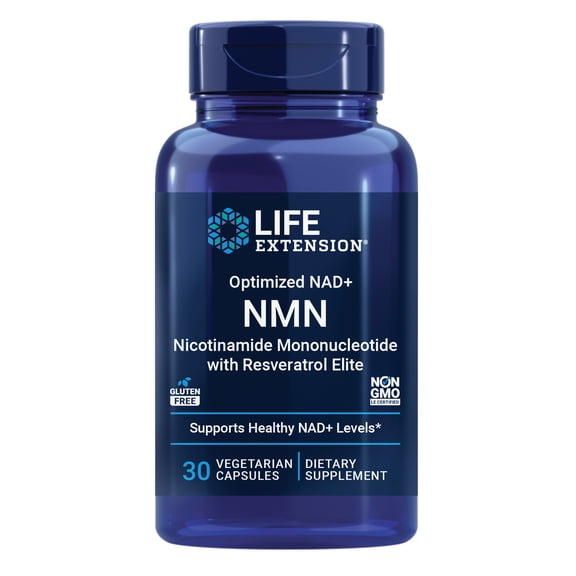 Life Extension Optimized NAD  NMN nicotinamide mononucleotide with Resveratrol Elite, Healthy Aging, NAD  Production, Cellular Energy, Gluten Free, Non-GMO, Vegetarian, 30 Capsules