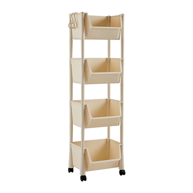 Kitchen Storage Trolley - 4-Tier Cart for Kitchen/Bedroom/Bathroom - Versatile & Easy to Clean