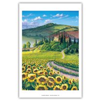 Golden Tuscana (Tuscany) - Italy - Sunflower Field - From an Original Color Painting by Scott Westmoreland - Master Art Print (Unframed) 12in x 18in