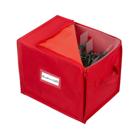 Simplify Stackable Polyester Christmas Tree Light Organizer Box in Red