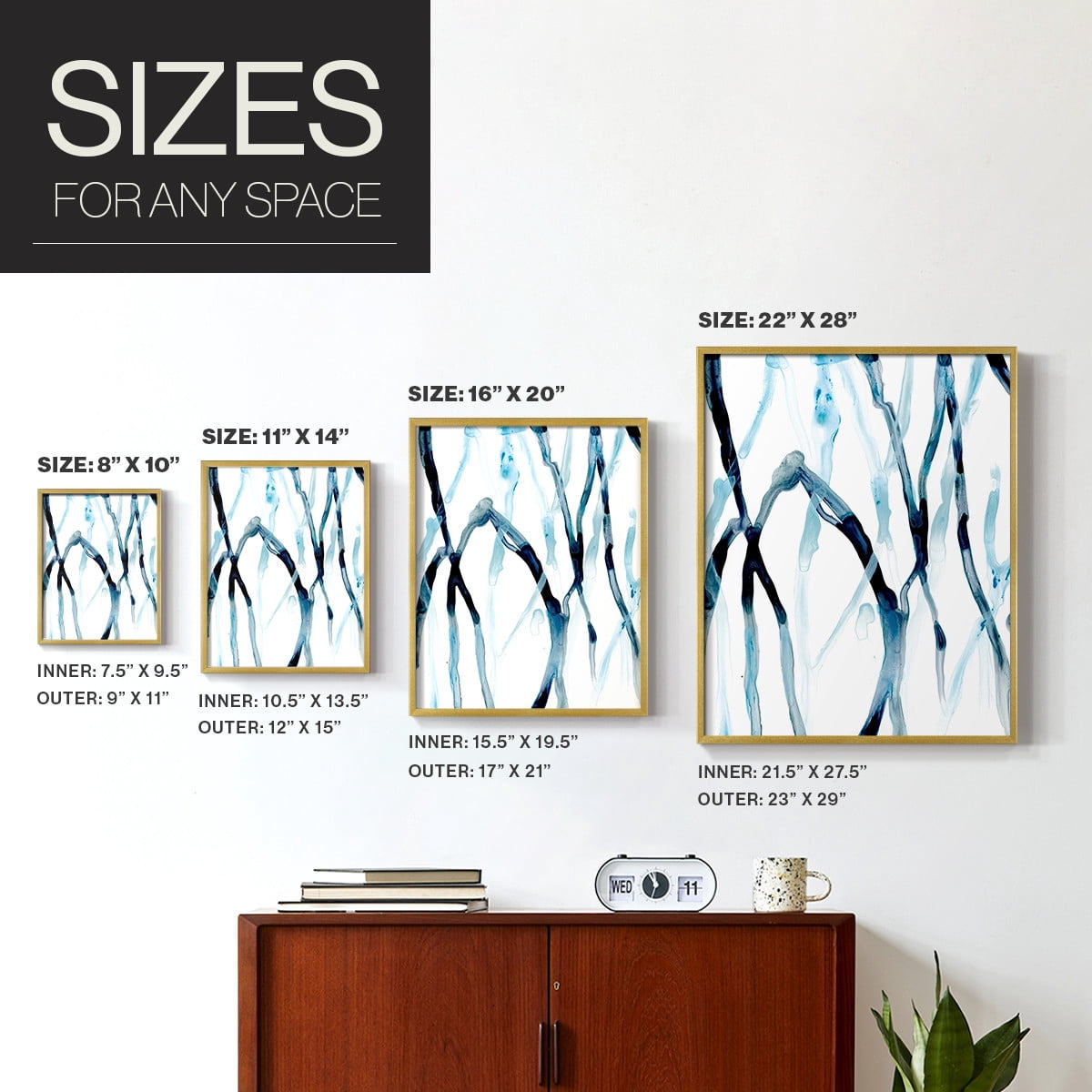 Runnel I Framed Print in Gold Solid Wood Framed Print No Nail Hanging