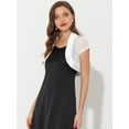 thumbnail image 2 of Satén Shrug Bolero Cap Sleeve Business Open Front Crop Cardigan para mujer blanco M, 2 of 5
