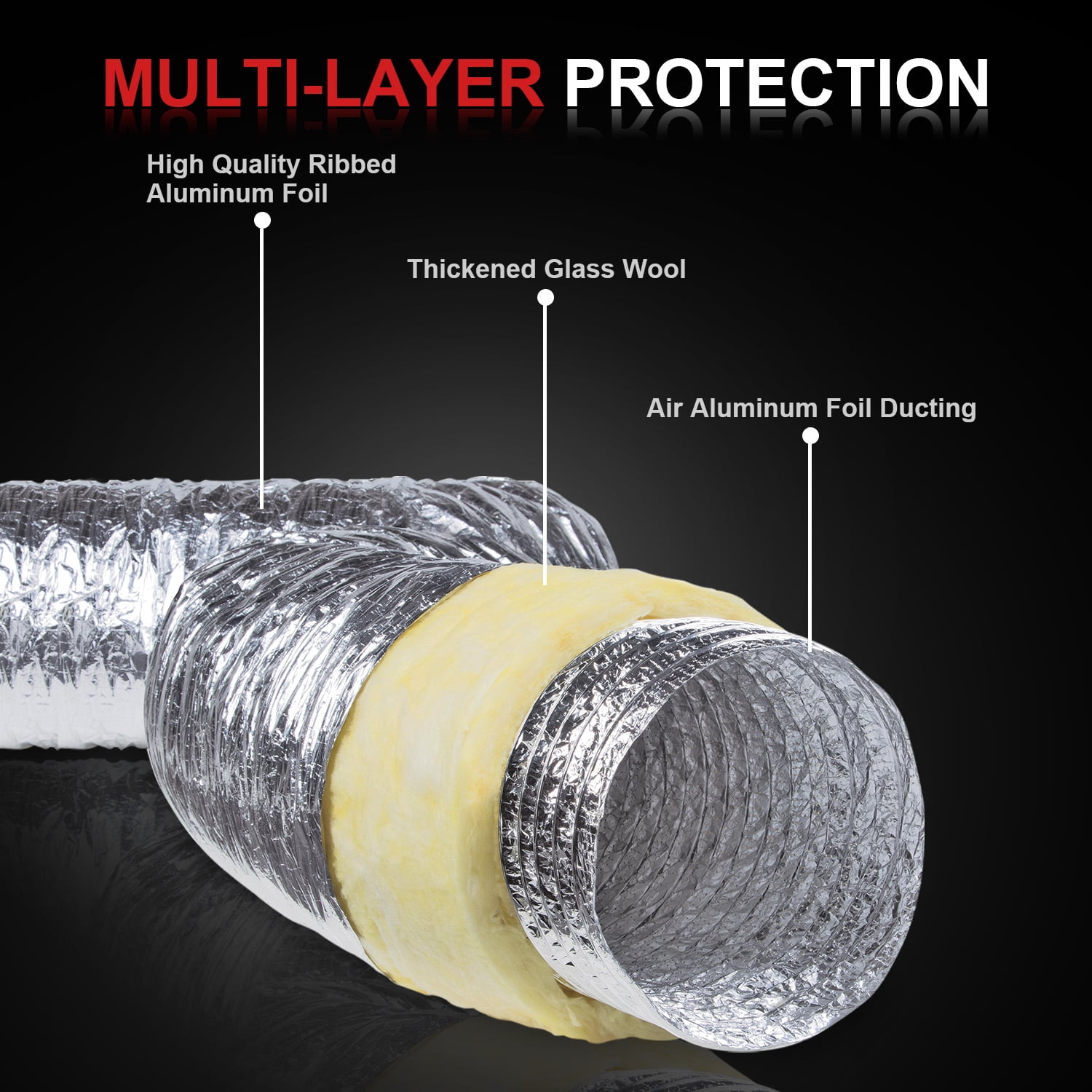 Cuchiilo 6 inch Ducting,6 Flex Duct ,6 inch Duct ,6 Flexible Duct Hose,Insulated Flexible Air Duct 6'' X 25' ,R-4.2 for Heavy Duty HVAC & Exhaust Ductwork