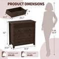 thumbnail image 2 of 3 Drawer Dresser, Modern Fluted Nightstand, Wooden Chest of Drawers, Storage End Table Organizer for Bedroom, Living Room, Hallway, Walnut, 2 of 9
