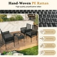 thumbnail image 6 of 3-Piece Rattan Patio Set With 2 Armchairs, Soft Waterproof Cushions & Tempered Glass Coffee Table For Backyard, Balcony, Garden Outdoor Furniture, 6 of 6