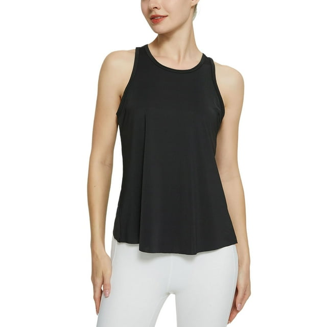 Timegard Workout Tank Tops for Women Round Neck Athletic Running Shirts Casual Solid Color Sleeveless Top