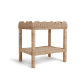 thumbnail image 4 of Scallop Rattan Side Table with Shelf Handwoven Wicker Weave Mahogany Frame Handmade Indoor Accent End Table, 4 of 4