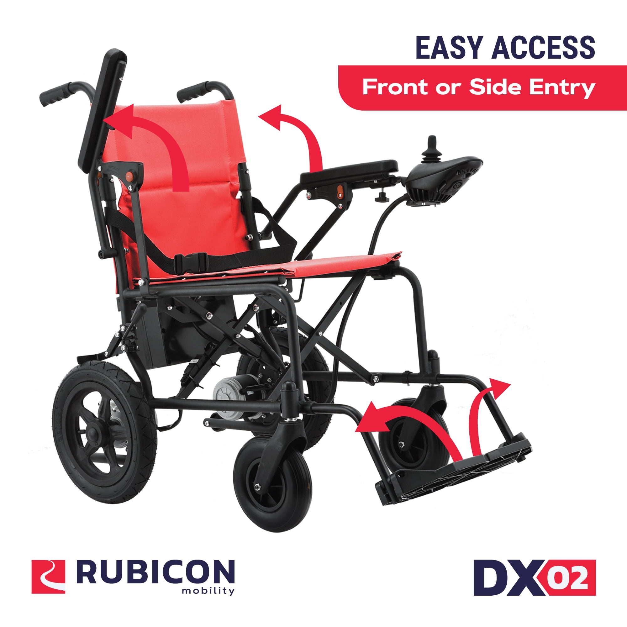 Lightweight Foldable Electric Wheelchair for Seniors, 500W Motor Power, 12 mi Cruise Range, Red