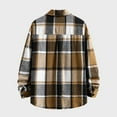 thumbnail image 4 of WTOBBY Men's Plaid Long Sleeve Shirt Turn-Down Collar Double Pocket Button Front Casual Versatile Dress Flannel Workwear Fall Winter Warm Top,Khaki S, 4 of 8