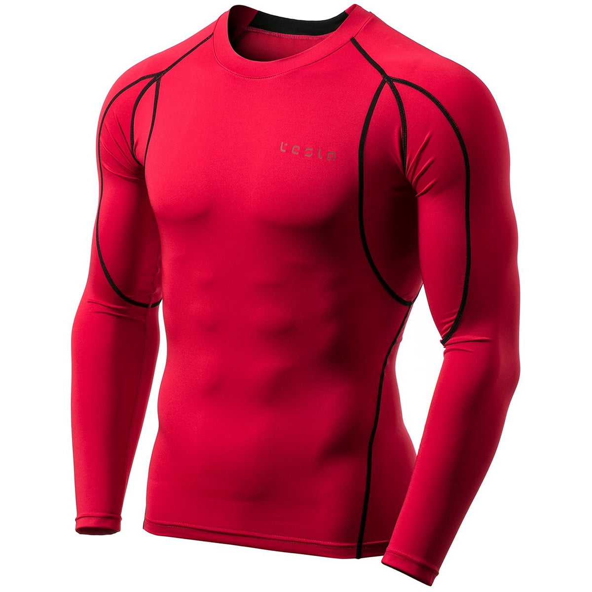 TSLA Compression Shirt Men Base Layer Long Sleeve Workout T-Shirt Clothes Men